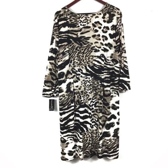 INC Macy's Animal Print Wrap Dress Stretch 1X 2X - Picture 4 of 4